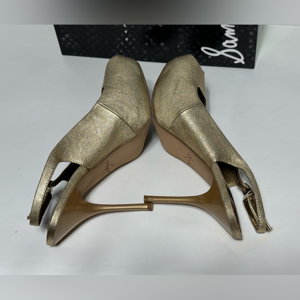 Sam Edelman Metallic Gold Slingback Evelyn A4794L6700 Platform Pumps heels 8.5 - Picture 9 of 16